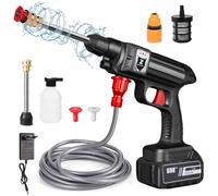 Nettoyeur Haute Pression sans Fil, 21V Nettoyeur Haute Pression Portable, par Batterie, 30Bar 1500W 150 PSI Nettoyeur Haute Pression sans Fil, Tuyau de 5M,pour Voiture Cleaning Floors (10000mah)