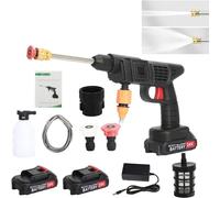 Nettoyeur haute pression sans fil 24 V 70 bar portable léger 2 batteries chargeur buse multifonction 3 en 1 tuyau 5 m 1500 W pour voiture terrasse fenêtre