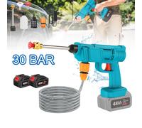 Nettoyeur haute pression sans fil, 30 bars, lave-auto portable, batterie 21V 12000mAh compatible avec Makita, buse 3-en-1 pour voiture et jardin Bleu