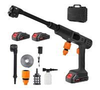 Nettoyeur Haute Pression sans Fil 30bar, 6000mah Nettoyeur Haute Pression sur Batterie, avec 2 Batteries et Tuyau de 5M, 435PSI Pistolet à Eau Haute Pression pour Jardin et Voiture (2 Batteries C)