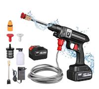 Nettoyeur Haute Pression sans Fil, 30Bar Nettoyeur Haute Pression sur Batterie, Nettoyeur Haute Pression avec Batterie et Tuyau de 5M,Pistolet Haute Pression sans Fil pour Arrosage (30000mAh)