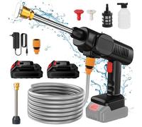 Nettoyeur Haute Pression sans Fil, 30Bar Nettoyeur Haute Pression Portable pour 21V, avec 6 en 1 Buse, 4.1L/Min, Tuyau de 5m