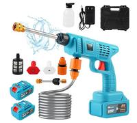 Nettoyeur Haute Pression sans Fil, 30Bar Nettoyeur Haute Pression sur Batteries 12000mAh avec 10m Tuyau et Boîte à Outils Portable, Pistolet Haute Pression sur Batterie pour Le Nettoyage et Arrosage