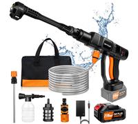 Nettoyeur haute pression sans fil 45 bar 652 psi avec batterie de 3000 mAh, buse réglable 6 en 1, tuyau de 5 m, utilisé pour le lavage de voiture, le lavage du sol, le nettoyage