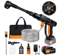 Nettoyeur haute pression sans fil 6 en 1 21 V 3000 PSI Kit de nettoyage | Jet alimenté par batterie de 3 000 PSI avec 3 options d'admission d'eau, pas de sortie ou de robinet nécessaire