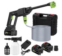 Nettoyeur Haute Pression sans Fil, 6 en 1 Pistolet Haute Pression, 500PSI, 1GPM Pistolet Nettoyeur Haute Pression, Pulvérisateur de Mousse,180° Buse Pivotante pour Le Nettoyage et Arrosage