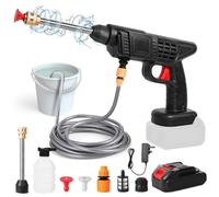 Nettoyeur Haute Pression sans Fil, 6000mah Pistolet à Eau pour Lavage De Voiture à Domicile éLectrique Pistolet à Eau Haute Pression pour Lavage De Voiture, Tuyau 5m, Batterie (1*Batterie)