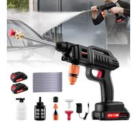 Nettoyeur Haute Pression sans Fil,60Bar Nettoyeur Haute Pression sur Batterie avec 2 Batteries, Buse 3 en 1, Tuyau de 5M,Pistolet Portable pour Voiture, Terrasse, Fenêtre, Pelouse, Petpistolet