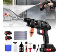 Nettoyeur Haute Pression sans Fil,60Bar Nettoyeur Haute Pression sur Batterie avec 2 Batteries,Buse 3 en 1,Tuyau de 5M,Seau,Pistolet Portable pour Voiture, Terrasse, Fenêtre, Pelouse