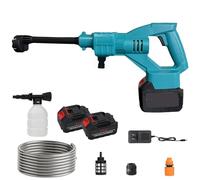 Nettoyeur Haute Pression sans Fil, 652 PSI Pistolet Haute Pression sans Fil avec 2 X 3000 Mah Batteries, 6-en-1 Multi-Usage Buse, Pistolet de Lavage Haute Pression Portable pour Nettoyage et Arrosage