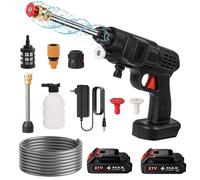 Nettoyeur Haute Pression Sans Fil avec 2 Batteries 7500mah, Tuyau 5M et Pistolet pour Jardin et Voiture (2 Batteries B)