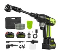 Nettoyeur Haute Pression sans Fil avec Affichage LCD, 725 PSI, 2 Batteries Rechargeable 21V, Buse 6-en-1, Nettoyeur Haute Pression sur Batterie pour Nettoyage Voiture, Sol, Mur et Clôture