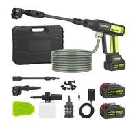 Nettoyeur Haute Pression sans Fil avec Affichage LED, 725 PSI, 2 Batteries Rechargeable 21V, Buse 6-en-1, Nettoyeur Haute Pression sur Batterie pour Nettoyage Voiture, Sol, Mur et Clôture