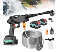 Nettoyeur Haute Pression sans Fil avec buse 6 en 1, Compatible avec Batterie Makita 18 V, 2 Batteries 3,0 Ah à Charge Rapide, Tuyau de 5 m, idéal pour Nettoyer Voiture, vélo, terrasse et Camping.