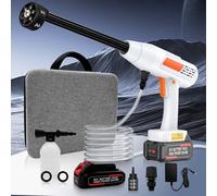 Nettoyeur Haute Pression sans Fil avec Buse 6 en 1, Nettoyeur Haute Pression sur Batterie Max. Pression 80 Bars, avec Cran de Sécurité, Tuyau de 5M, 300 L/H, pour Voiture, Jardin