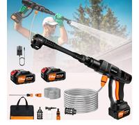 Nettoyeur haute pression sans fil avec double batterie de 3000 mAh, pistolet à eau puissant 21 V avec buses 6 en 1, débit maximal de 270 l/h, pour clôture, voiture, irrigation du sol