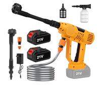 Nettoyeur Haute Pression sans Fil,avec Écran LED,10 Vitesses Tactiles,Pompe 14 Pistons, 500W/65 bars/10L/min, Buse 6-en-1 + Mousseur,pour Nettoyer Les Voitures, Sols (A)