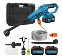 Nettoyeur Haute Pression sans Fil avec Moteur sans balais, 3 Vitesses, buse 6 en 1, Compatible avec Batterie Makita 18 V, 2 Batteries 3,0 Ah avec indicateur LED，pour Voiture, vélo, terrasse