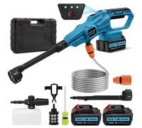 Nettoyeur Haute Pression sans Fil,buse Multifonction 6 en 1,Nettoyeur Haute Pression portable120 Bars,avec 2 Batteries,Tuyau de 5m,buse rotative à 180°et réservoir filtrant,pour Voitures,terrasses