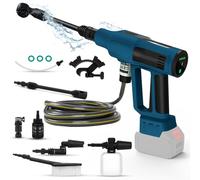Nettoyeur haute pression sans fil compatible avec batterie Makita 18 V, 340 W, 4 vitesses, pistolet de nettoyage sans balais avec tuyau de 5 m, buse 6 en 1, filtre, pichet à mousse, buse rotative,