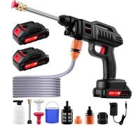 Nettoyeur Haute Pression sans Fil Haute - Moteur 3000W & Double Batterie 21V - Équipé de sa Lance, Son Tuyau et Son Pot à Mousse - Efficace sur Voiture, Béton, Bois