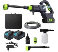 Nettoyeur Haute Pression sans Fil Max 200 Bar, Pistolet Haute Pression sans Fil avec 2× Batterie et Chargeur, Tuyau 5M, Nettoyeur Haute Pression sur Batterie pour Le Lavage Voiture