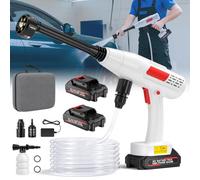 Nettoyeur haute pression sans fil, max. 30 bar, 435 psi, avec 2 batteries de 10000 mA, pulvérisateur de mousse, tuyau de 5 m, buse multifonctionnelle, 6 en 1, nettoyeur haute pression mobile pour