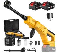 Nettoyeur Haute Pression sans Fil, Max 50 Bars avec Moteur en Cuivre Pur 300W, 2 x 3Ah Batteries, Buse 6 en 1, Idéal pour Nettoyer Les Voitures et l’Extérieur (Deux Batteries)