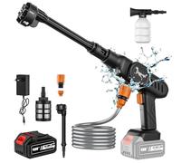 Nettoyeur Haute Pression sans Fil, Nettoyeur à Jet 60 Bars avec 1 Batterie et Chargeur, buse Polyvalente 6 en 1 pour Le Nettoyage de la Cour et Le Lavage de Voiture (20000mah)