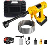 Nettoyeur Haute Pression sans Fil, Nettoyeur Haute Pression 21V Max 65 Bar avec écran LCD de Puissance et 10 Vitesses, pour Le Nettoyage des Yoitures, Le Jardin (avec Batterie 1x6000mAh)