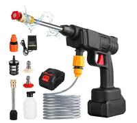 Nettoyeur Haute Pression sans Fil, Nettoyeur Haute Pression 30 Bar, 435 PSI Nettoyeur Haute Pression sur Batterie, Pistolet Haute Pression avec 5M Tuyau, pour Le Nettoyage de Voiture (1 x Batterie)