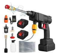 Nettoyeur Haute Pression sans Fil, Nettoyeur Haute Pression 30 Bar, 435 PSI Nettoyeur Haute Pression sur Batterie, Pistolet Haute Pression avec Tuyau, pour Le Nettoyage de Voiture (2 Batterie)