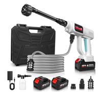 Nettoyeur Haute Pression sans Fil, Nettoyeur Haute Pression Batterie, 6-en-1 Multi-Usage Buse et 180° Buse Pivotante pour Lavage de Voitures,FenêTres,Pelouse,Piscine