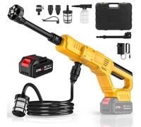 Nettoyeur Haute Pression sans Fil, Nettoyeur Haute Pression sur Batterie 50 Bars avec 1 x 3Ah Batteries, Buse Réglable 6 en 1, Nettoyeur Hydrojet pour Nettoyer Les Voitures et l’Extérieur