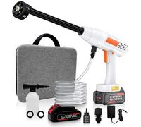 Nettoyeur Haute Pression sans Fil, Nettoyeur Haute Pression sur Batterie avec Buse Réglable 6 en 1, avec Cran de Sécurité, Tuyau de 5M, 2 Batteries, pour Voiture, Jardin