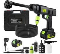 Nettoyeur Haute Pression sans Fil,Olubfdh Nettoyeur Haute Pression sur Batterie avec Buse Réglable 6 en 1,Pistolet Haute Pression sans Fil,pour Nettoyer Les Voitures,Sols,Jardin,terrasse