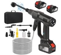Nettoyeur haute pression sans fil, pistolet de nettoyeur haute pression mobile max 100 bar, buse 6 en 1, buse réglable et tuyau de 5 m, pistolet haute pression pour voiture, terrasse, jardin, clôture