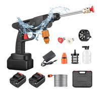 Nettoyeur Haute Pression sans Fil Portable Max 90 Bar avec 2 Batteries, Buse Multi-pulvérisation 6 en 1, Tuyau de 5M, Lance D'extension, Outil de Nettoyage de Voiture en Plein Air