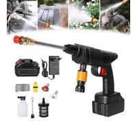 Nettoyeur haute pression sans fil, portable, portable, mini pistolet électrique haute pression avec pulvérisateur de mousse, conduite d'eau de 5 m, batteries de 15 000 mAh, pour voiture et irrigation