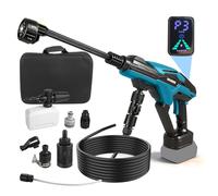 Nettoyeur haute pression sans fil pour Makita 18 V, portable, 68 bar, avec 3 niveaux réglables, buse de pulvérisation 6 en 1, pour arrosage du sol de la voiture (bleu, pour Makita)