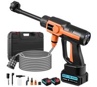 Nettoyeur Haute Pression sans Fil sur Batterie, Pistolet Haute Pression - 120Bar, Moteur sans Balais, 2x3.0Ah, 10 Niveaux, Buse 6-en-1, Tuyau 5m, pour Auto/Jardin/Terrasse - Bleu