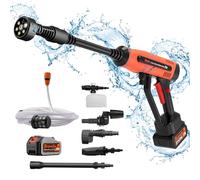 Nettoyeur Haute Pression sur Batterie, Bravolu Max 500 PSI Nettoyeur Haute Pression sans Fil Portable avec Kit d'accessoires, Laveuse à Pression à Batterie 4.0Ah avec Buse Multi-Fonctions 6-en-1