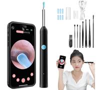 Nettoyeur Oreille 1080P HD, Nettoyeur d'oreille avec Caméra, Bâton Nettoyage Oreille 3,5 mm Étanche avec 6 LED, Kit de Nettoyage 9 Pièces Compatible iOS et Android