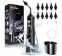 Nettoyeur Oreille Electrique avec 10 Buses - Nettoyant Oreille Etanch IPX7 avec 4 Modes de Pression d'eau pour Adultes