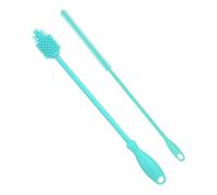 Nettoyeur Paille et Brosse à Biberon, Brosse à Paille Réutilisable Silicone Biberon Brosse de Nettoyage Biberon Brosse Nettoyage pour Paille Extra Longue pour Bocal en Verre (Bleu)