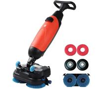 Nettoyeur Sol Brosse Rotative Autolaveuse Portable 17 Pouces 43cm, Fonction Vapeur Sans Fil,Design Compact Mobile,Parfait Pour Aéroport, Métro,Restaurant Et Grands Espaces Commerciaux Red