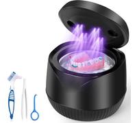 Nettoyeur Ultrasonique Dentaire avec UV, Vanakrr 45000Hz 25W Portable Pod Dentaire pour Gouttières, Prothèses, Attelles et Aligneurs - 4 Lampes UV-C, 200ml, Noir