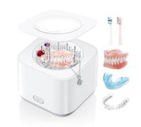 Nettoyeur Ultrasons, 43000 Hz Nettoyeur Ultrason Appareil Dentaire Pour les Prothèses Dentaires, les Aligneurs, les Têtes de Brosse à Dents, Bac Ultrasons 360° Efficient Cleaning 200ml