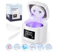 Nettoyeur Ultrasons, 45kHz Nettoyeur Ultrason Appareil Dentaire avec Lampe UV 200ml Dental Pod avec Panier de Vidange pour Bijoux Gouttière Dentaires Prothèses AligneursTêtes de Brosse à Dents