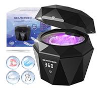 Nettoyeur Ultrasons 48kHz Bac Ultrason | Rechargeable | IPX7 | 180ML | Mini Ultrasonic Cleaner Portable avec Lampe UV pour | Prothèses Dentaires | Gouttière Dentaire | Retainer | Bijoux | (Noir)